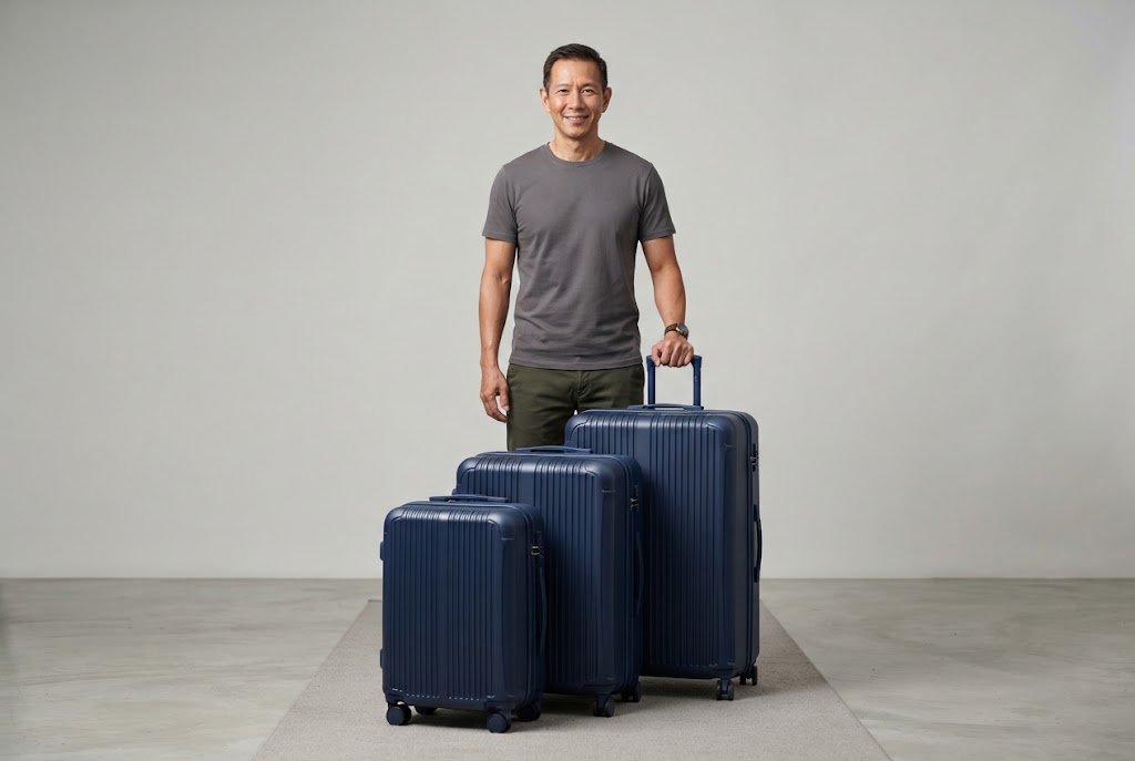 Hard-shell luggage sets in 20, 24 and 28 inch sizes