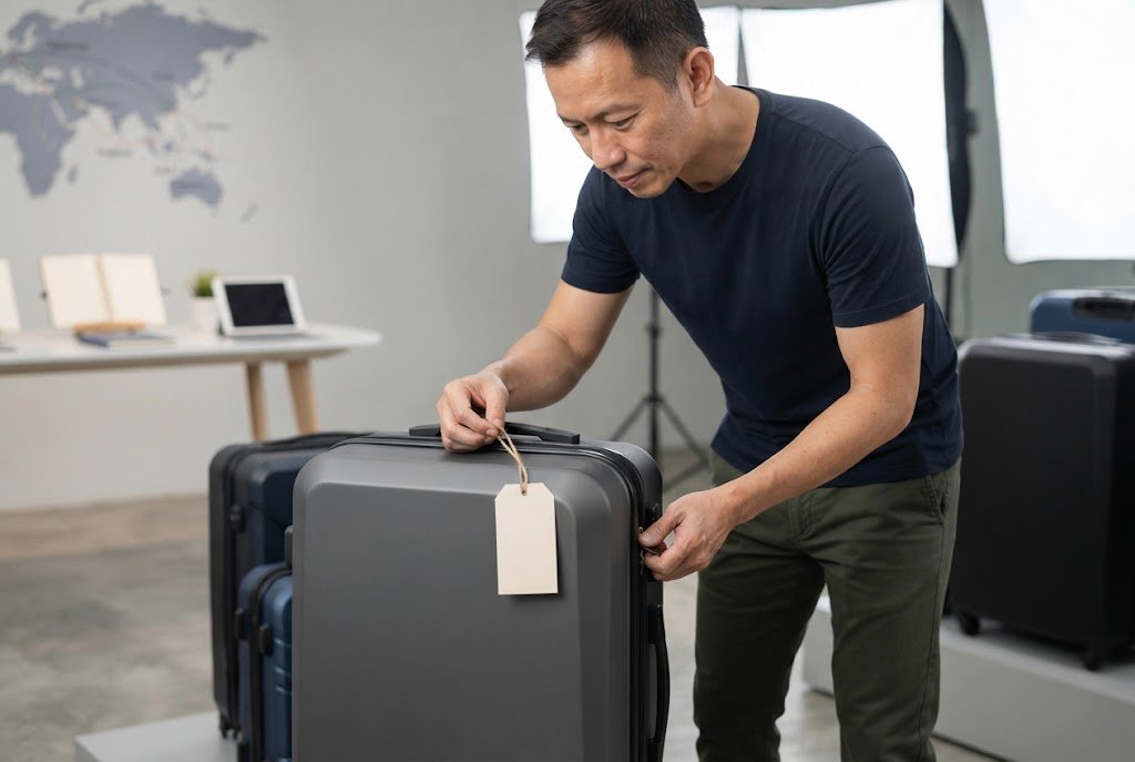 Private label luggage samples with custom colourways